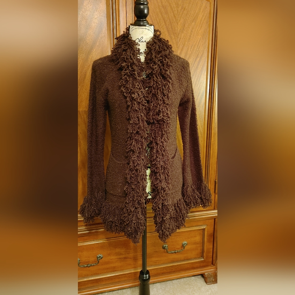 Felicity dark brown long sweater/duster, OS, great casual wardrobe piece